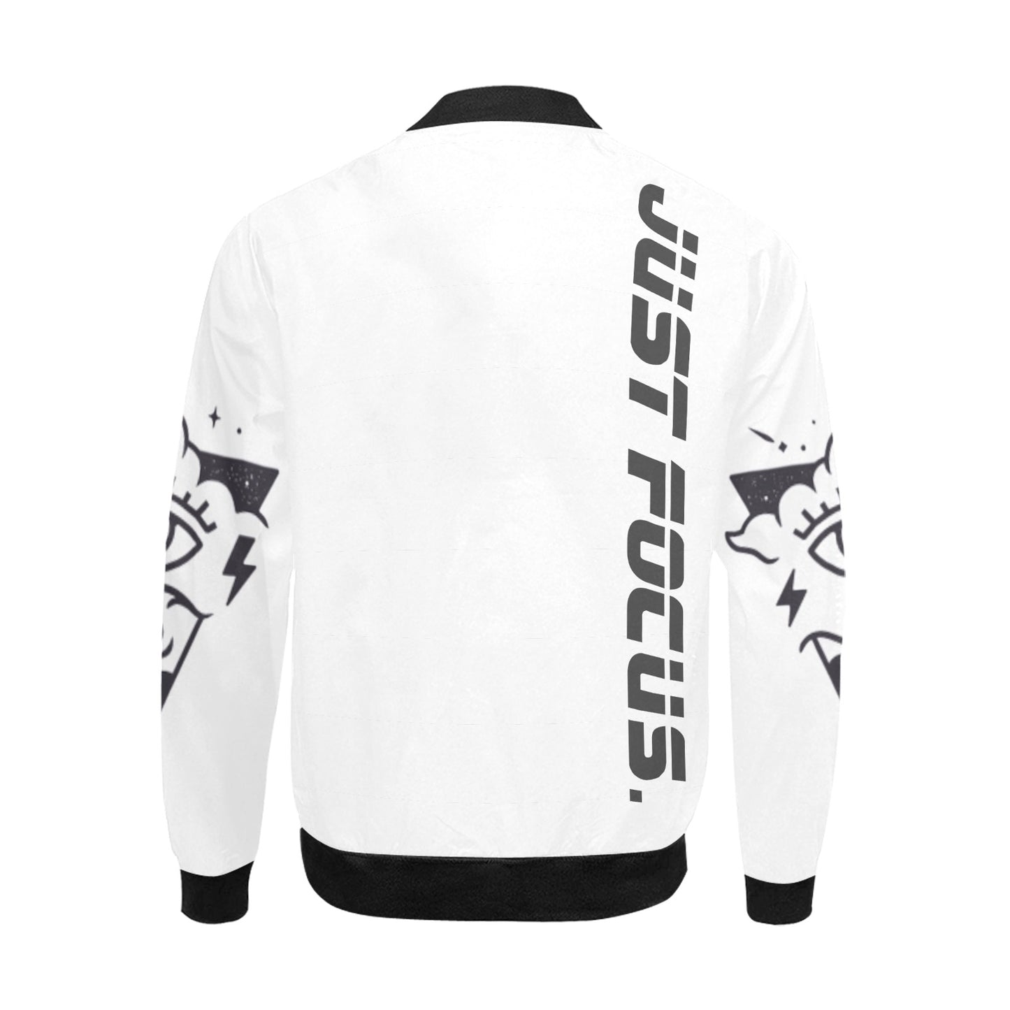 PE white and black bomber w/ dark grey ink