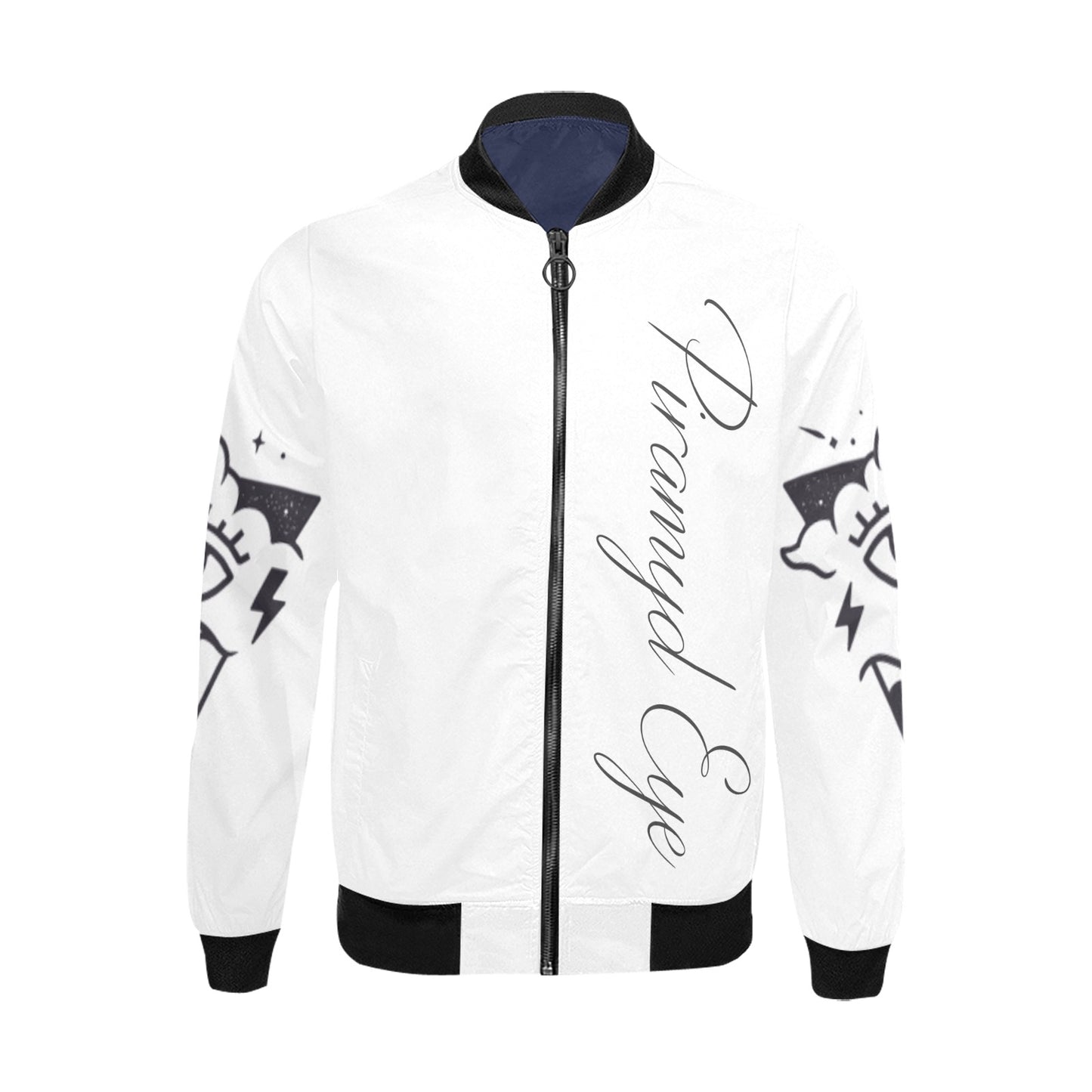 PE white and black bomber w/ dark grey ink